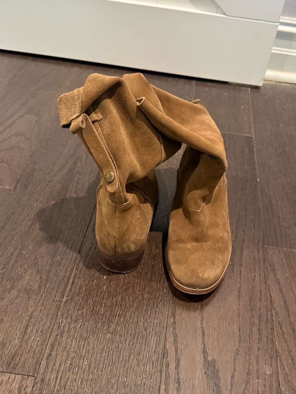 Suede Slouchy Ankle Boots - Brown
